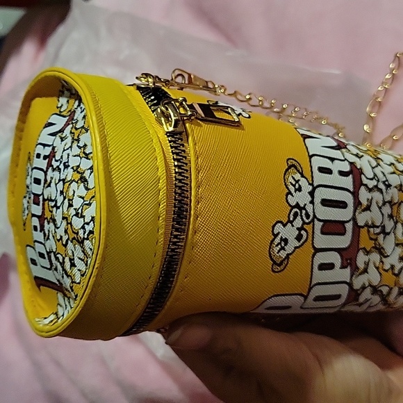 NEW Mini Popcorn Bucket Shaped Crossbody Bag Leather Novelty Bag Purse - Picture 2 of 8